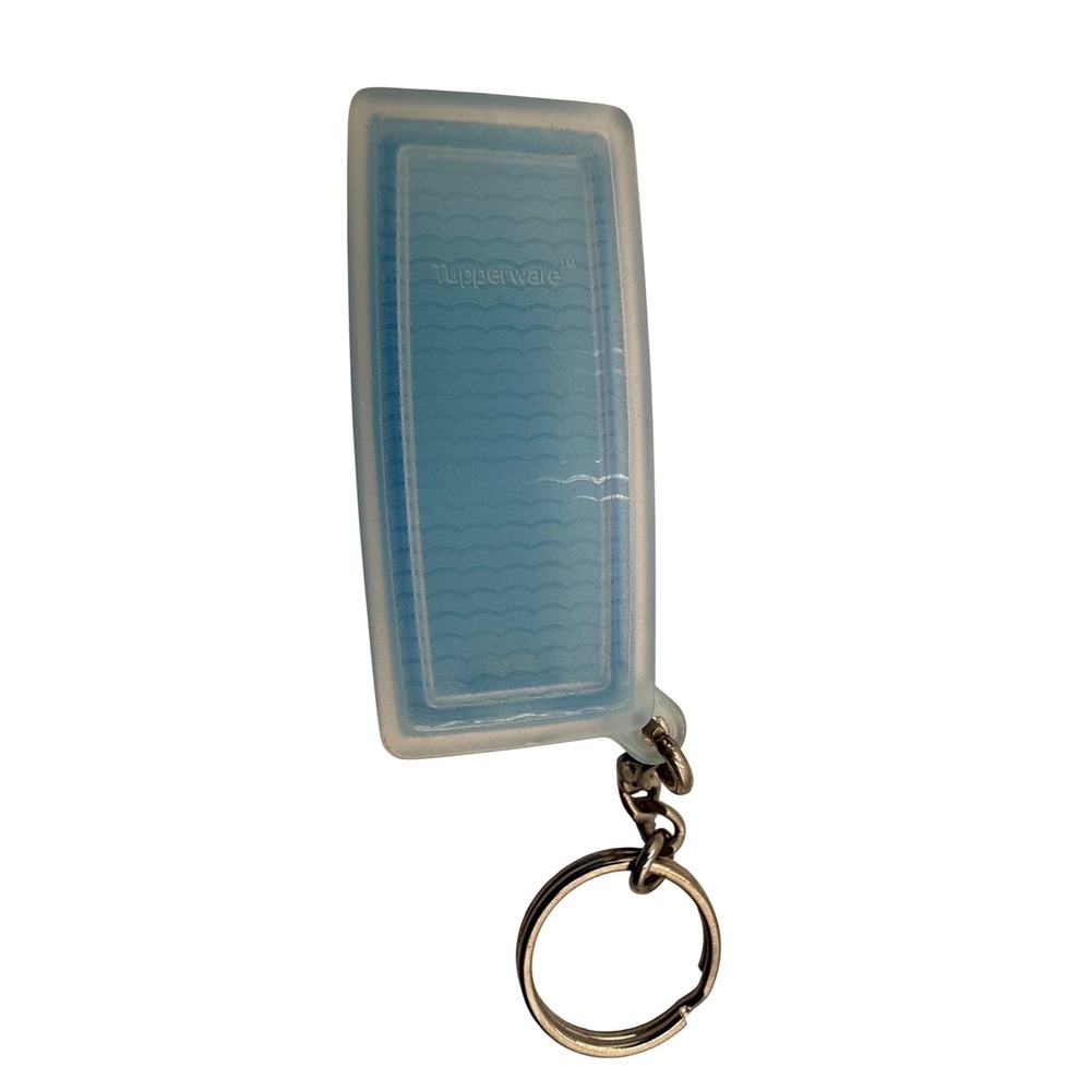 Tupperware Vintage Mini Rectangular Container Keychain Blue Trinket Box - Picture 4 of 8
